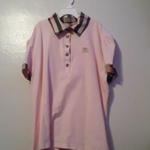 BURBERRY pink polo shirt